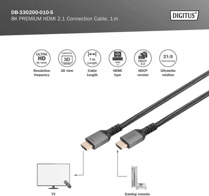 Image du produit Digitus HDMI (type A) - HDMI (type A) (1 m, HDMI)