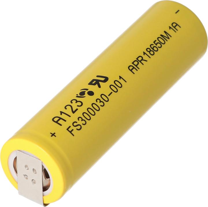 Immagine prodotto A123 Systems Batteria A123 APR18650M-A1 1100mAh 3.2V - 3.3V LiFePo4 con etichetta a saldare a forma di U (1 pz., 1100 mAh)