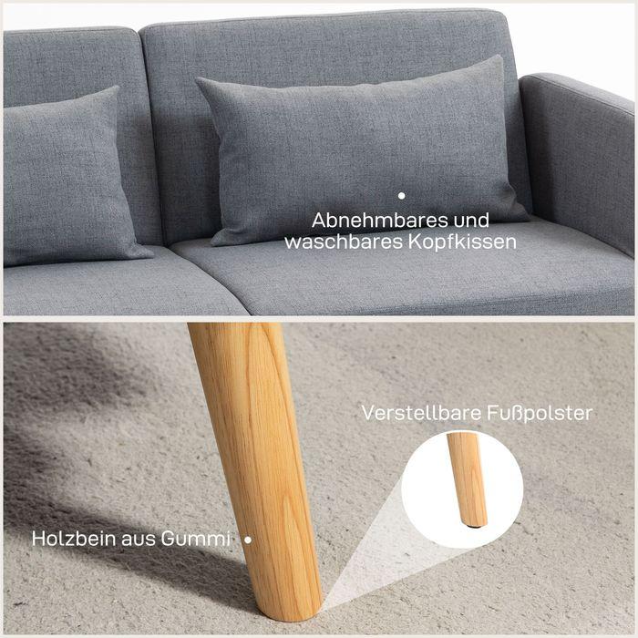 Produktbild Swisshandel24 3-Sitzer Schlafsofa, Gäste-Doppelbett, bis 240 kg, Klapplehnen, Holzrahmen, 170x83x80cm, Grau (3-Sitzer)