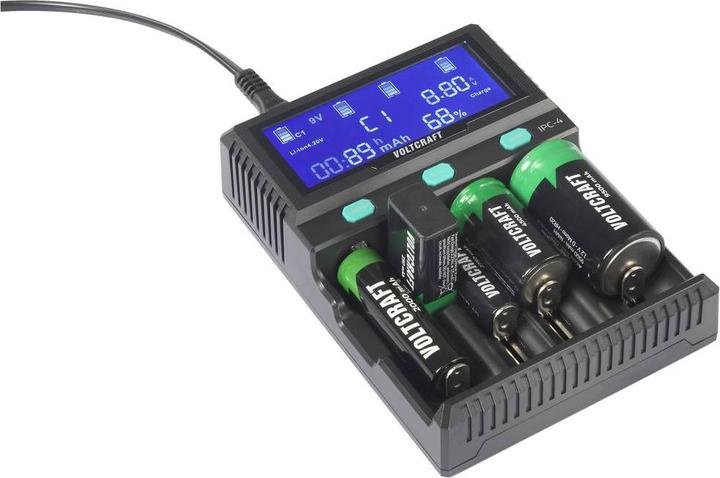 Productafbeelding Voltcraft IPC-4 rondcellige oplader LiIon, LiFePO, NiMH, NiCd, LiFePO4 A, Mignon (AA), Micro (AAA) (1 Pcs., 10440, 14500, 16340, 17335, 17500, 17670, 18490, 18650, 21700, 22650, 26500, 26650, 32650, AAA, A, AA, Sub-C, Lader zonder batterij)