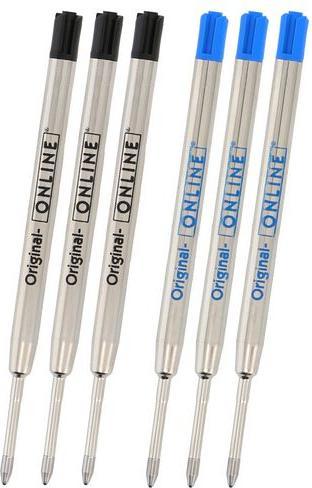 Produktbild Online Kugelschreibermine 70037 6 Stück Schwarz, Blau (Nachfülleinheit, Schwarz, Blau, 0.60 mm)