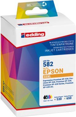 Edding Tintenpatrone Druckerpatrone ersetzt 33XL/T3351/T3361/T3362/T3363/T3364 Schwarz, Photo Cyan, Magen (M, BK, C, Y)