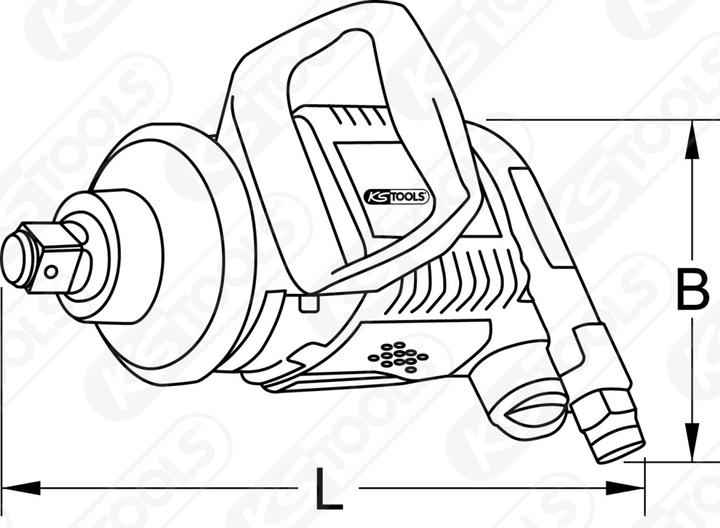 Actual product image KS Tools 1" superMONSTER high performance air impact wrench, 3405 Nm, length 350 mm (Air blast)