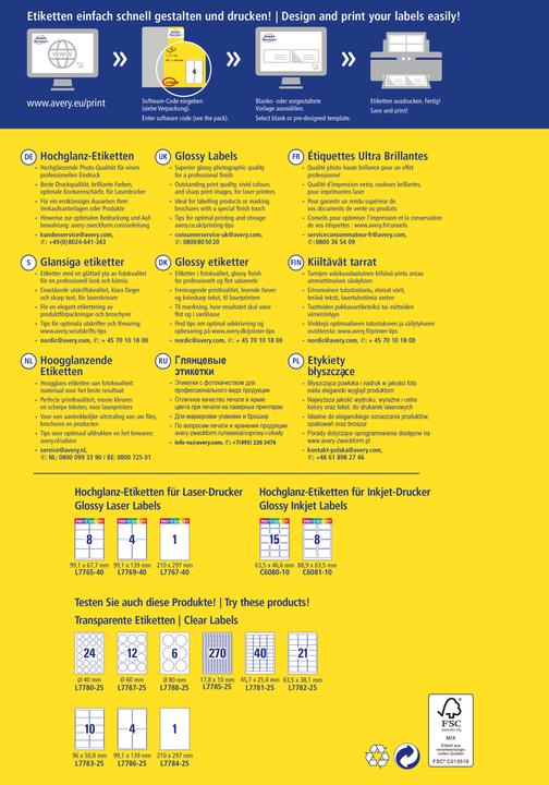 Actual product image Avery Photo labels, 99.1x67.7