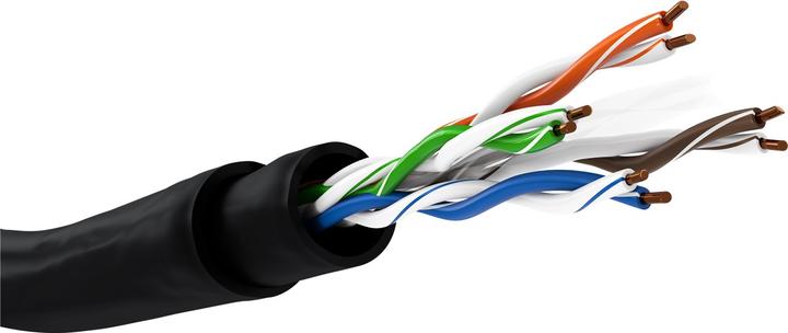 Produktbild Goobay CAT 6 Outdoor Netzwerkkabel-Set, U/UTP, Schwarz, 100 m (U/UTP, CAT6, 100 m)