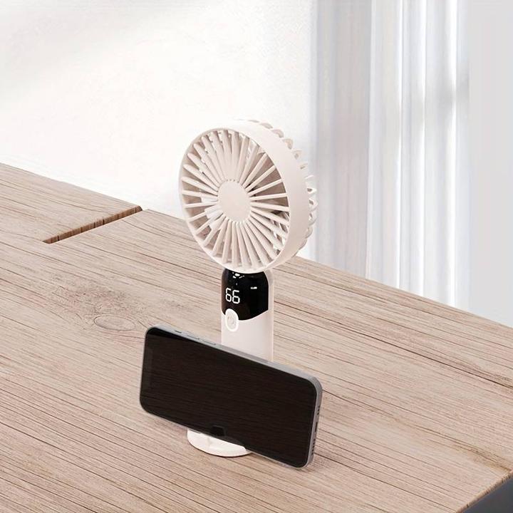 Actual product image PhoneLook Mini ventilateur USB compact et portable avec affichage LED et pied amovible