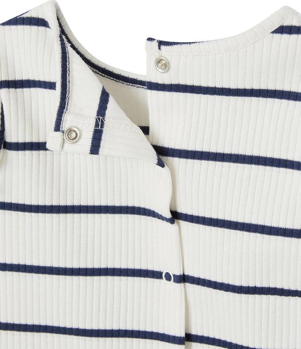 Produktbild Vertbaudet Geripptes Mädchen Baby Shirt mit Volantärmeln, Bio-Baumwolle (62)