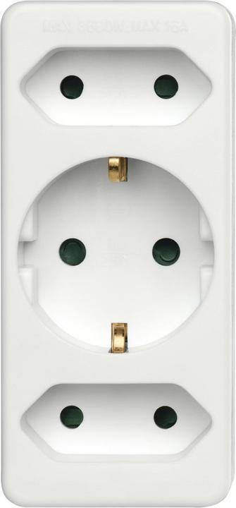 Actual product image Hama Socket outlet adapter 3-fold, 1x earth contact, 2x Euro, white (3 x)