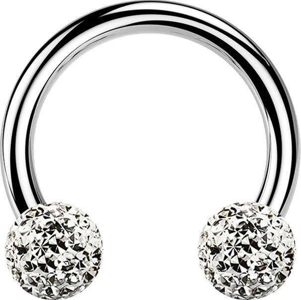 Produktbild Star Piercing Micro Circular Barbell silber mit zwei Kristall Kugeln silber Epoxy Schutzschicht (ohne Messing, Chirurgenstahl 316L)