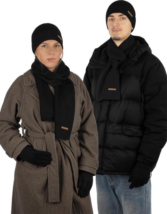 Image du produit Normani Ensemble d'hiver en laine mérinos bonnet, écharpe et gants lisses Yuma - 9623 (Taille unique)