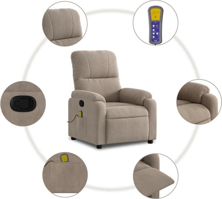 Image du produit VidaXL Fauteuil de massage Taupe Tissu microfibre,Couleur : Taupe,Matériau