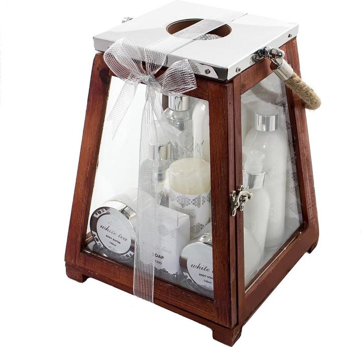 Accentra Bath set in a large wooden lantern (23 x 23 x 31cm (Hair care set)