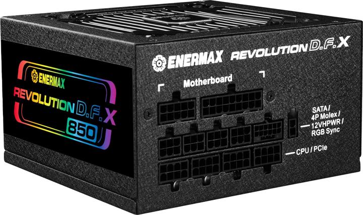 Actual product image Enermax Revolution D.F. X ARGB ATX3.0 PCI-e 5.0 PC Power Supply 850W 80Plus Gold Full Modular 2X 12VHPWR (850 W)