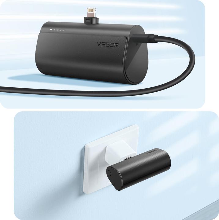 Actual product image Veger Plugon Powerbank Lightning - 5'000mAh (5000 mAh, 20 W, 18.50 Wh)