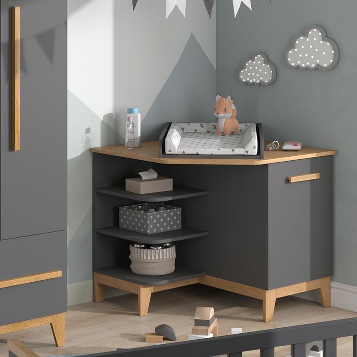 Produktbild VitaliSpa Wickelkommode Malia, Grau/Eiche, 85 x 85.2 cm mit Tür