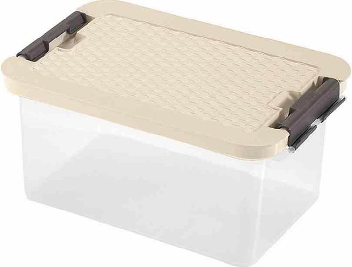 Actual product image Heidrun System box made of plastic in colour transparent, 33x22x16 cm capacity: 8 l, lid in rattan look (33 x 22 x 16 cm, 8 l)