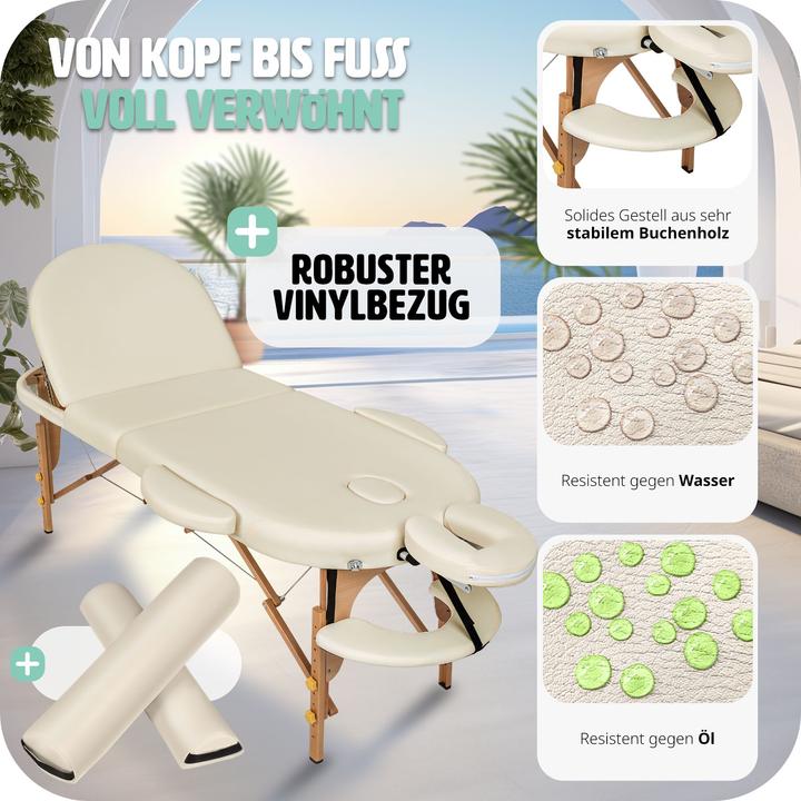 Actual product image tectake Massage table oval with 5 cm padding + rolls