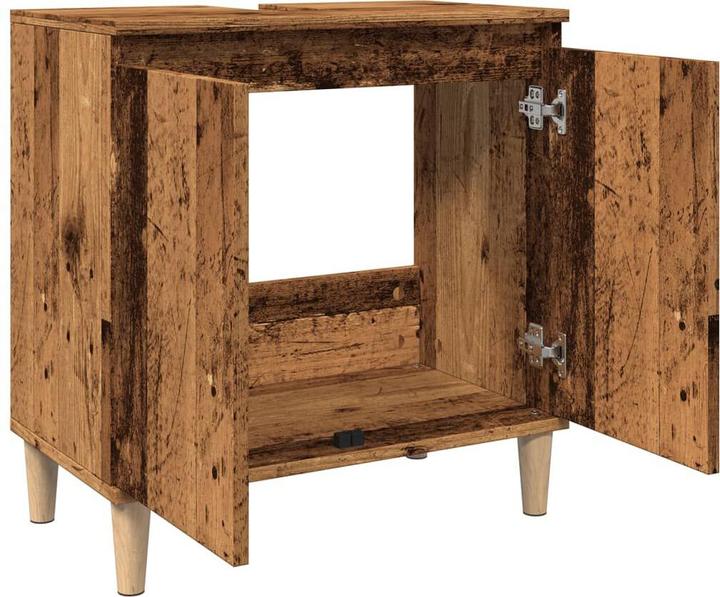 Produktbild VidaXL Waschbeckenunterschrank Unterschrank Badschrank Badmöbel Altholz-Optik (58 x 33 x 60 cm)