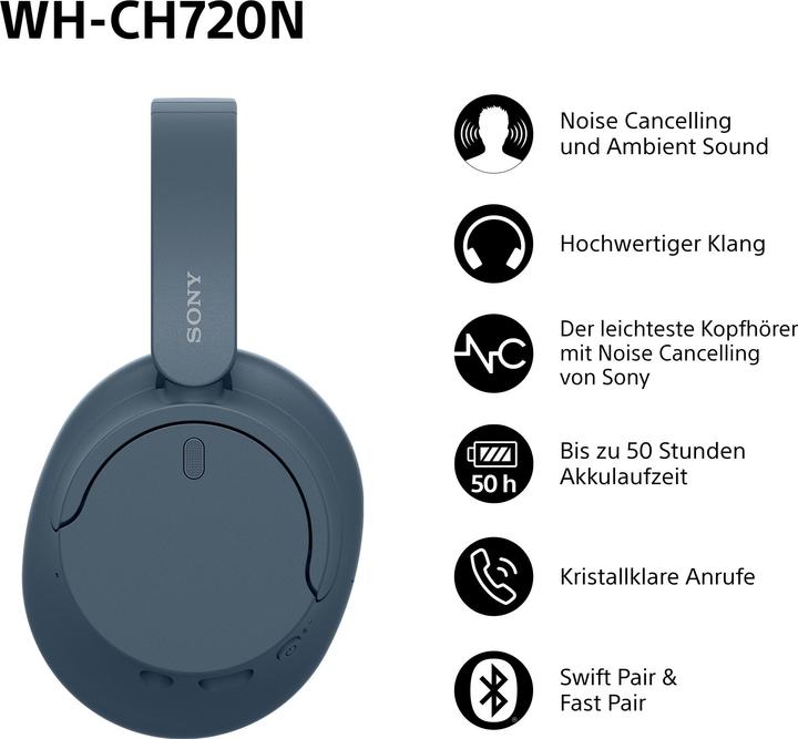 Actual product image Sony WH-CH720N (NC, 35 h, Wireless, Cable)