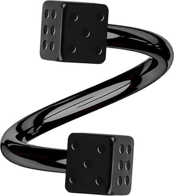 Produktbild Star Piercing Micro Spirale schwarz mit zwei Würfel (Chirurgenstahl 316L, ohne Messing)