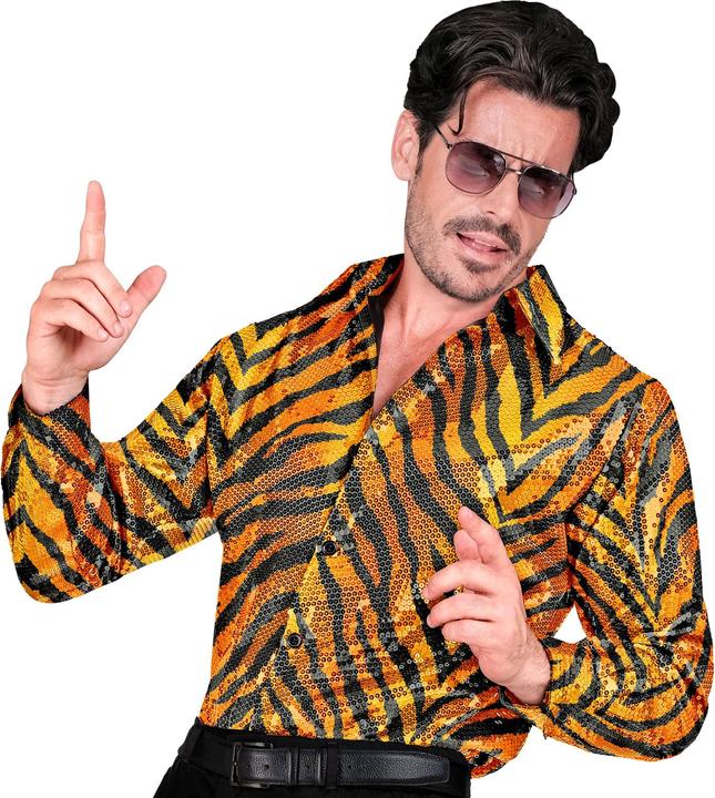 Actual product image Widmann PARTY FASHION HEMD (Paillettenhemd in Tigermuster), L/XL (L)