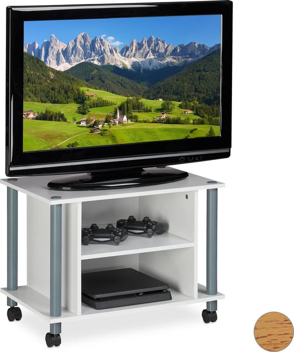 Image du produit Relaxdays Meuble TV sur rouettes et compartiments (60 x 40 x 45 cm)