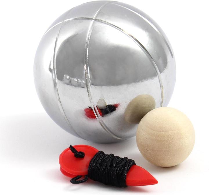 Produktbild Toboli Boule Set 6 Metall Kugeln 7,3 mm mit Schweinchen, Holz Boulekugeln (6 x, 73 mm)