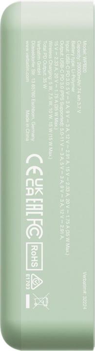 Image du produit Verbatim Charge 'n' Go Essentials Power Bank Magnetic Wireless 20000mAh Green (20000 mAh, 50 W, 50 Wh)