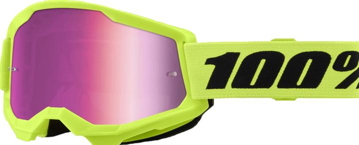 Image du produit 100% STRATA 2 Goggle Neon Yellow - Mirror Pink Lens (Jaune, Miroir Rose)