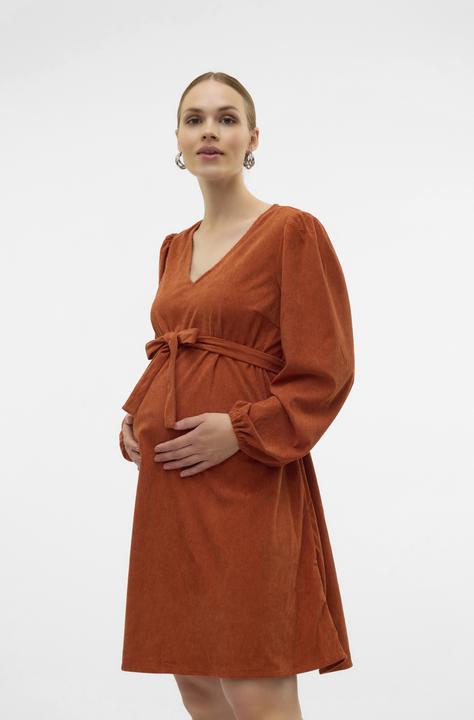 Produktbild Mamalicious Normal geschnitten V-Ausschnitt Elastische Bündchen Ballonärmel Kurzes Kleid Kleid (M)