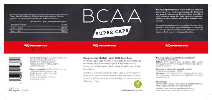 Valori nutrizionali e ingredienti PowerFood One BCAA Super Caps (1 Pezzo/i, Pillole, 389 g)