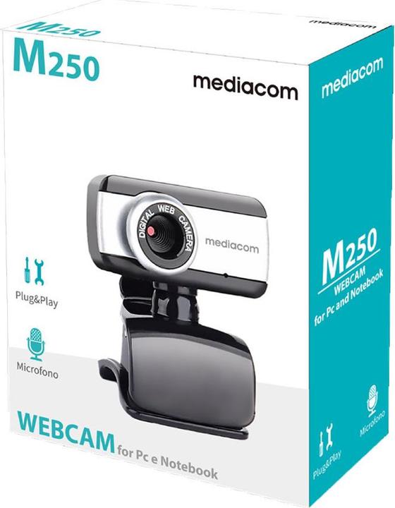 Actual product image Mediacom M250 webcam 640 x 480 Pixel USB 2.0 Black, Silver (0.31 Mpx)