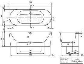 Actual product image Villeroy & Boch V&B Rear Wall Bath OBERON 2.0 m Schü Colour on Demand 1800x800mm white (180 cm, 80 cm)