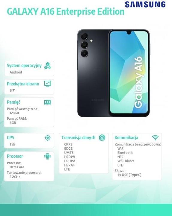 Actual product image Samsung Smartphone Galaxy A16 4/128GB Black (128 GB, Black, 6.70", Hybrid Dual SIM, 50 Mpx, 4G)