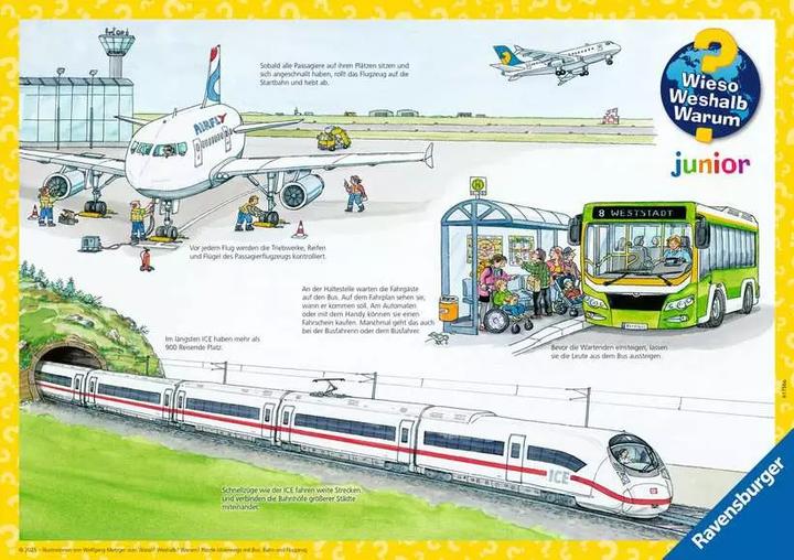 Actual product image Ravensburger Children's puzzle - 12004039 Travelling by bus, train and plane - my first puzzle with 3x6 (18 pieces)