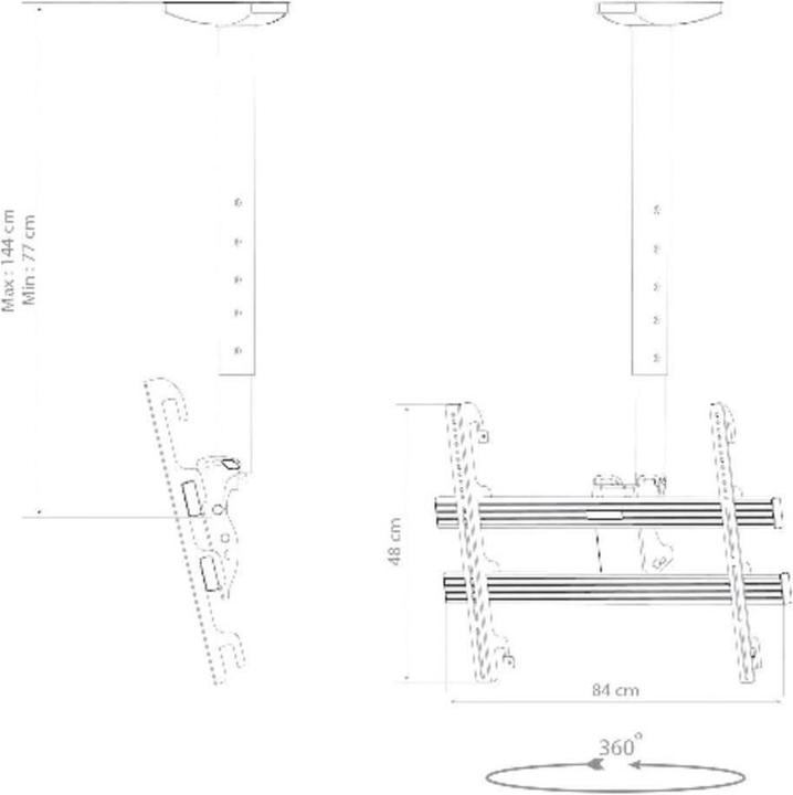 Produktbild VCM 17808 Universelle Decken-Halterung "TDH4", Höhenverstellbar von 77 -144 cm, für LED, LCD, Plasma (AV-Halter)