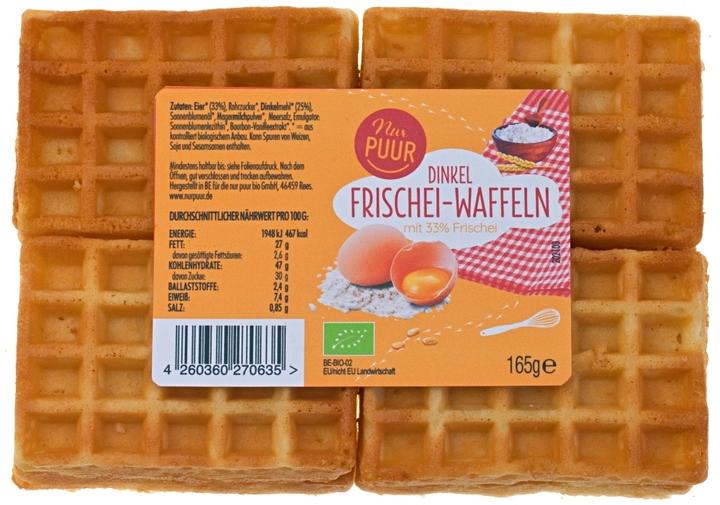 Nur PUUR Gaufres à l'épeautre et aux oeufs frais (165 g)
