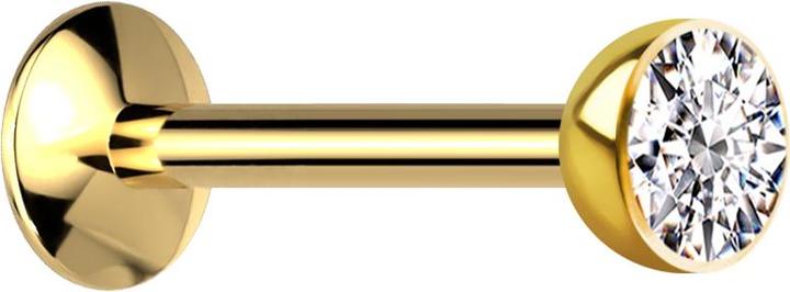 Produktbild Star Piercing Micro Innengewinde Labret UFO vergoldet Halbkugel mit Kristall silber (ohne Messing, Titan G23)