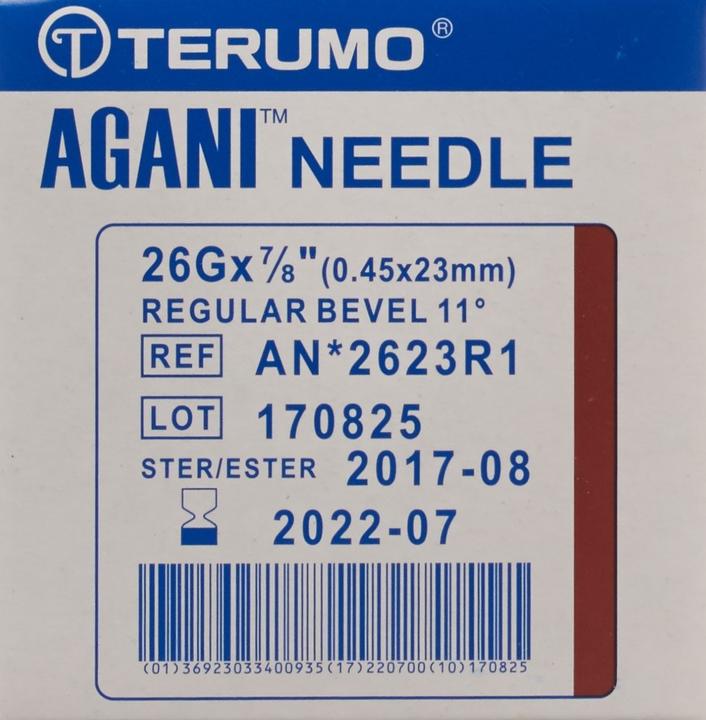 Produktbild Terumo Agani Einmalkanüle 26G 0.45x23mm braun (100 Stk)