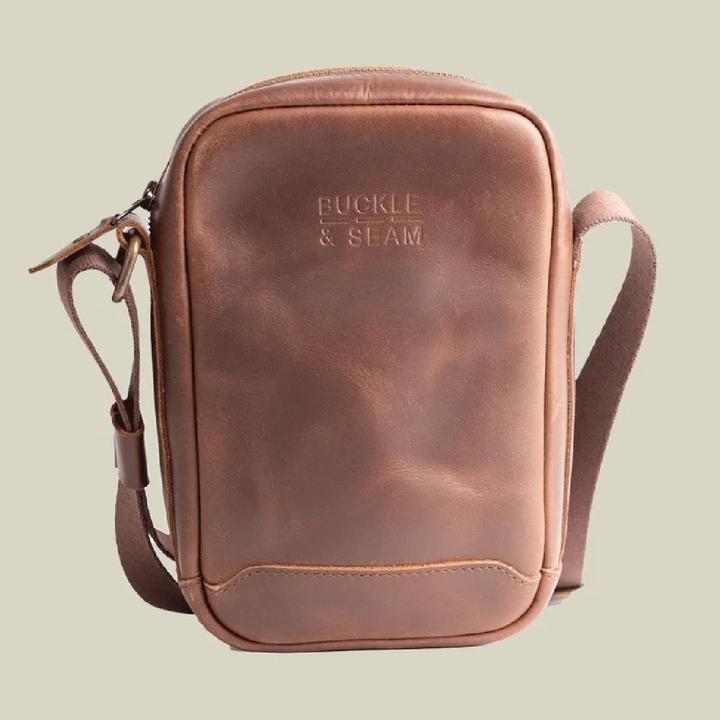 Produktbild Buckle & Seam Leder Crossbody Bag Runner Braun/Dots