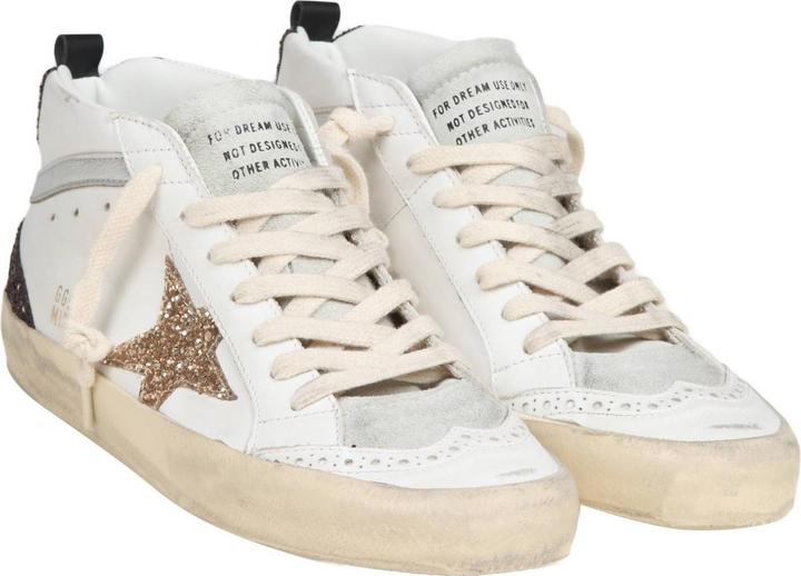 Produktbild Golden Goose mid star in leather and suede with glitter star (40)