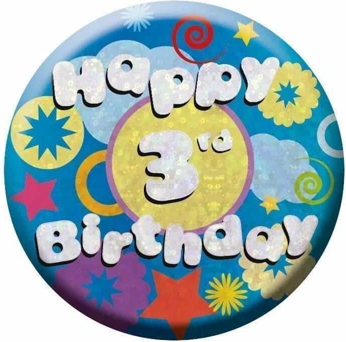 Amscan holografisches Design Abzeichen 3 Geburtstag