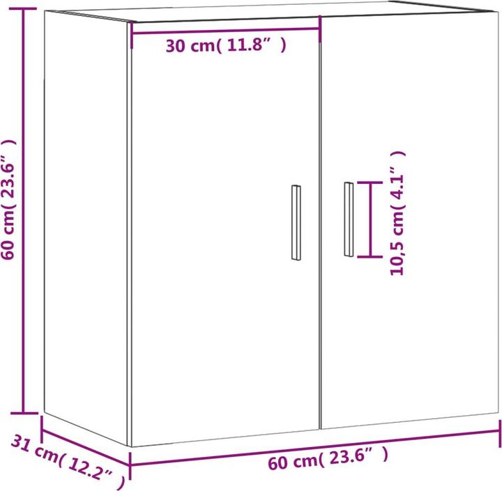 Image du produit VidaXL Wandschrank Weiss 60x31x60 cm Holzwerkstoff, Farbe: Weiss (60 x 31 x 60 cm)