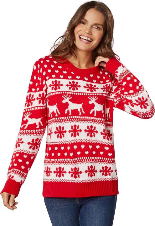 Produktbild tectake Weihnachtspullover Winterzauber rot-weiss für Frauen (M)