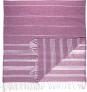 Ootb Telo hammam fouta bianco/viola (per sauna e spiagg (80 x 170 cm)