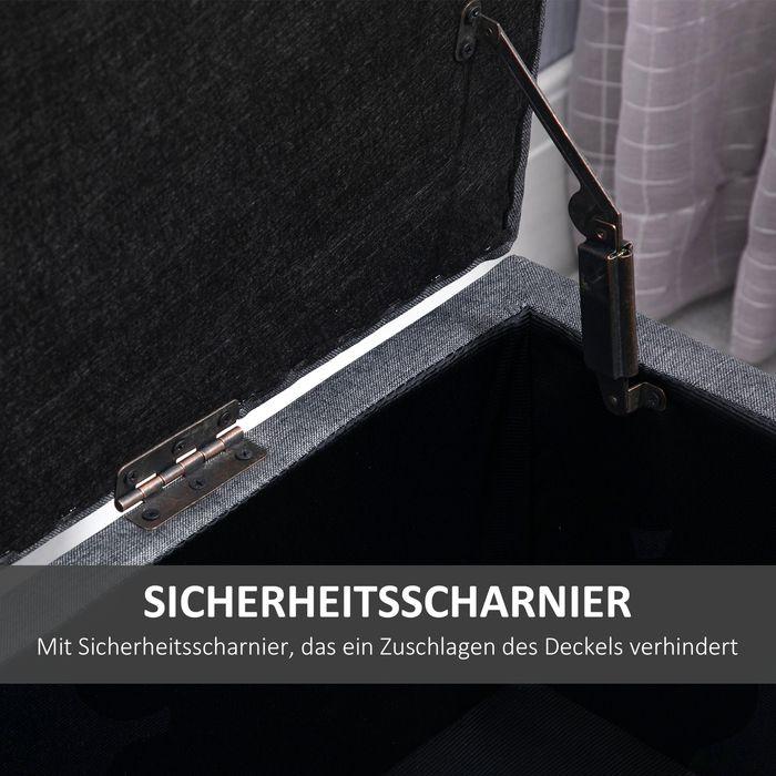 Produktbild Swisshandel24 Sitzbank Polsterbank mit Stauraum Truhenbank Flur Schlafzimmer Wohnzimmer leinenartiges Polyester Gu (100 cm)
