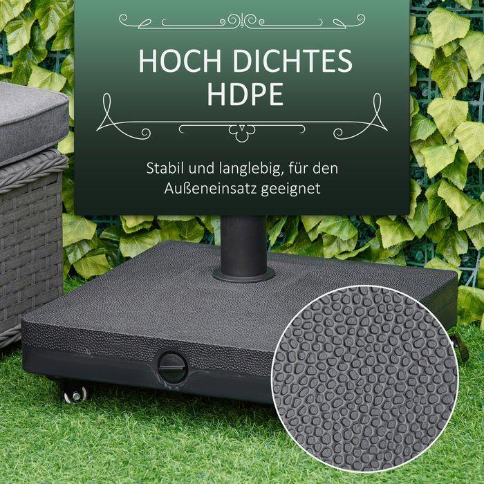 Produktbild Swisshandel24 Sonnenschirmständer mit Roller, befüllbar bis 20kg, ø 38/48mm Schwarz 45x45cm