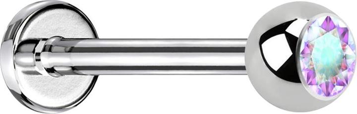 Produktbild Star Piercing Micro Threadless Labret silber mit Kugel Kristall multicolor (ohne Messing, Chirurgenstahl 316L)