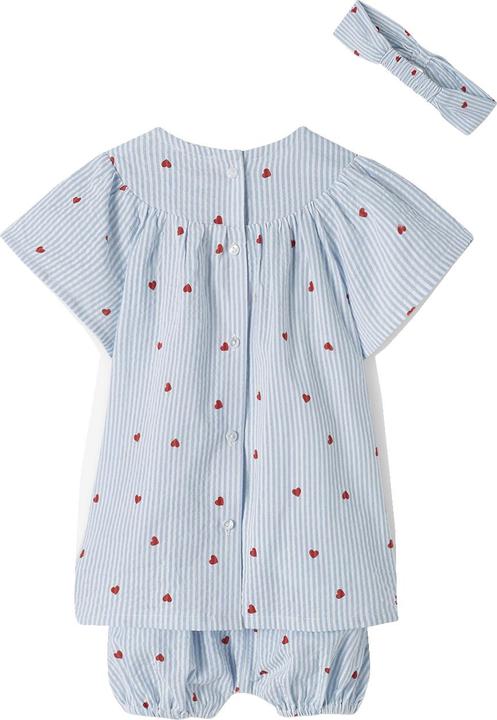Image du produit Vertbaudet Ensemble bébé en seersucker : robe, short & serre-tête (92)