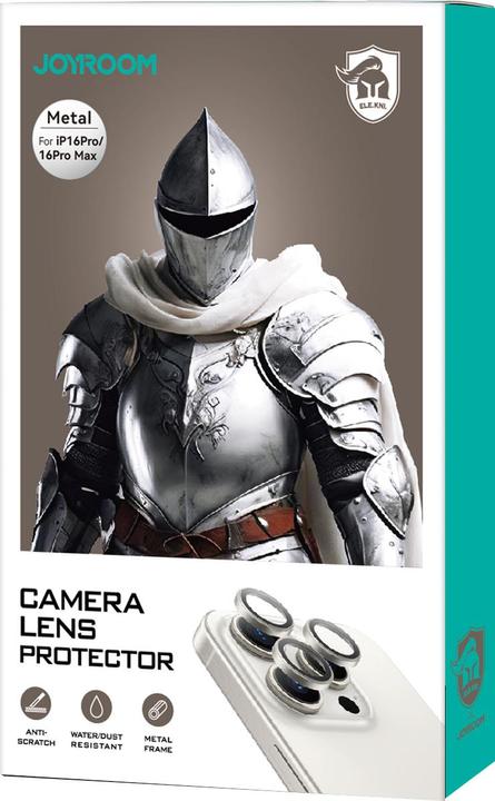 Actual product image Joyroom JR-MFY0261 Camera Lens Protector for 16 Pro/Pro Max-Silver (1 Piece, Apple iPhone 16 Pro Max, Apple iPhone 16 Pro)